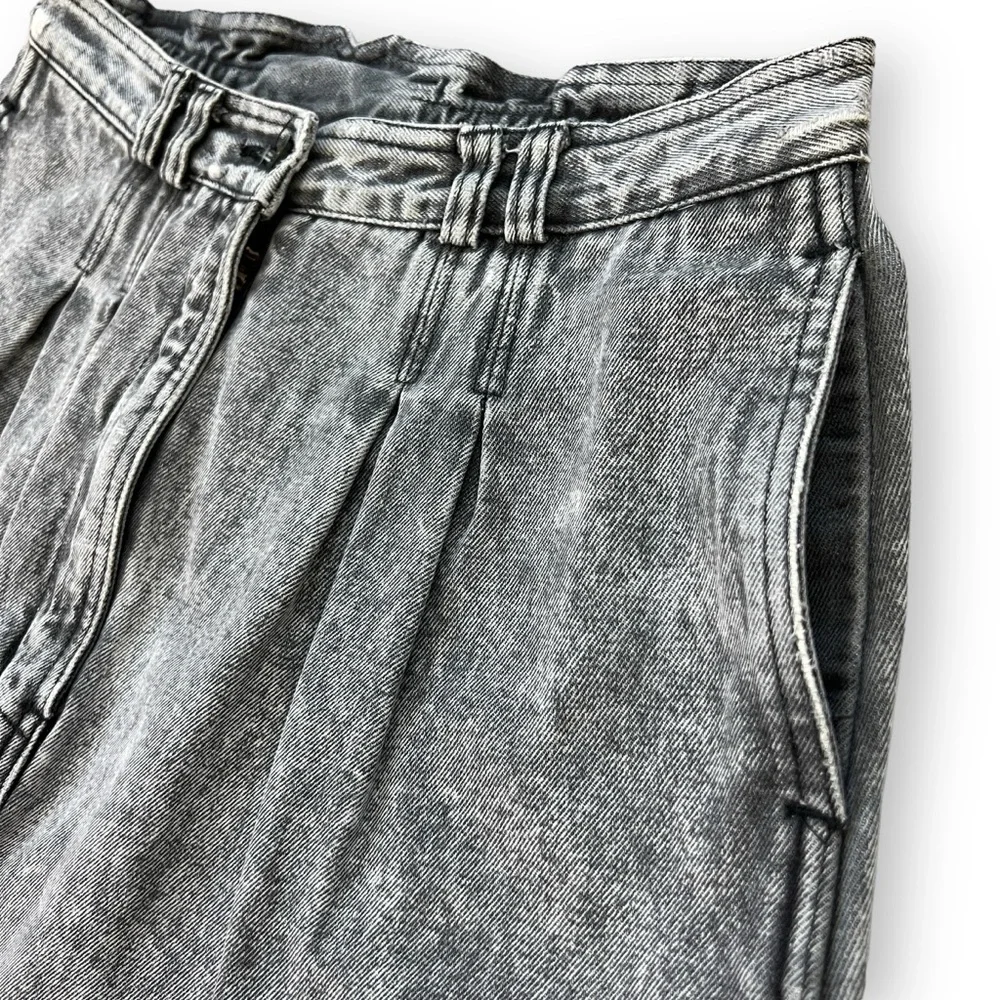 Vintage 80s NIKE Challenge Court Jean Skirt Black Acid-Wash with Pockets